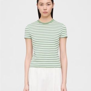 NWT Theory Tiny Stripe T-Shirt Leaf Multi Medium